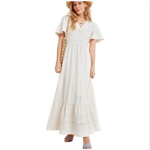 NWT Maeve Anthropologie Women Rochelle Eyelet Maxi Dress Sz XS Cottage Core Boho